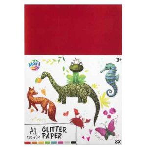 GLITTERPAPIR A4 - 150G - 8 SIDER