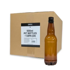 Handcraft Supplies 500ml ølflasker av PET plast & skrukorker - eske med 24 stk